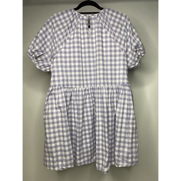 Hill House The Adeline Gingham Purple Cottagecore Mini Dress Women's Small Plaid - Picture 4 of 6